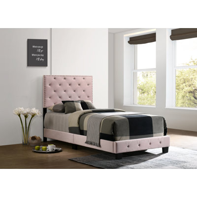 Lit sommier simple Suffolk, rose