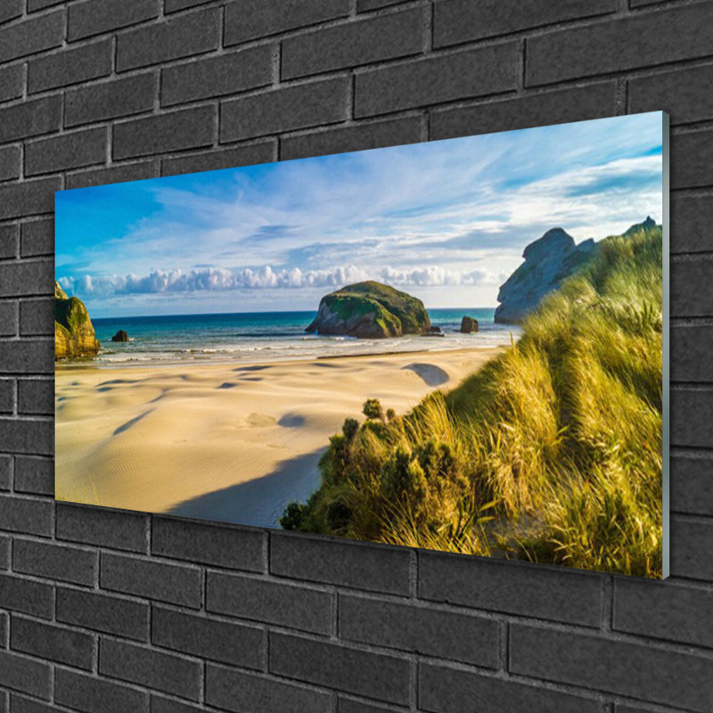 Landscape Beach Rocks - No Frame Print on Glass