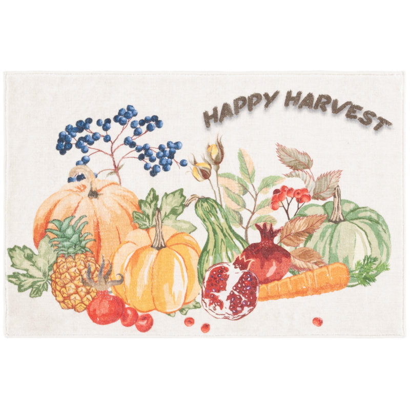 Tapis de porte et de cuisine en beige / orange, Rectangle 2 pi x 3 pi