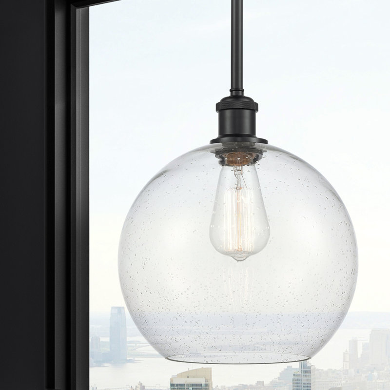 Luminaire suspendu sphère 1 lumière Baran, Grainé, Ampoule non incluse, Noir mat