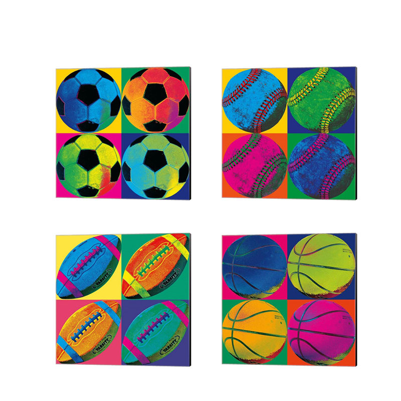 «Ball Four» par Wild Apple Portfolio, art sur toile (ensemble de 4)