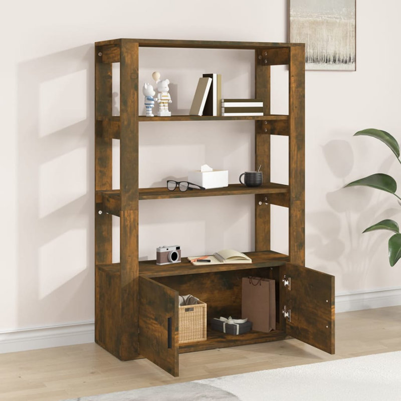 Liiam 119.5 cm H x 80 cm W Standard Bookcase, Smoked Oak