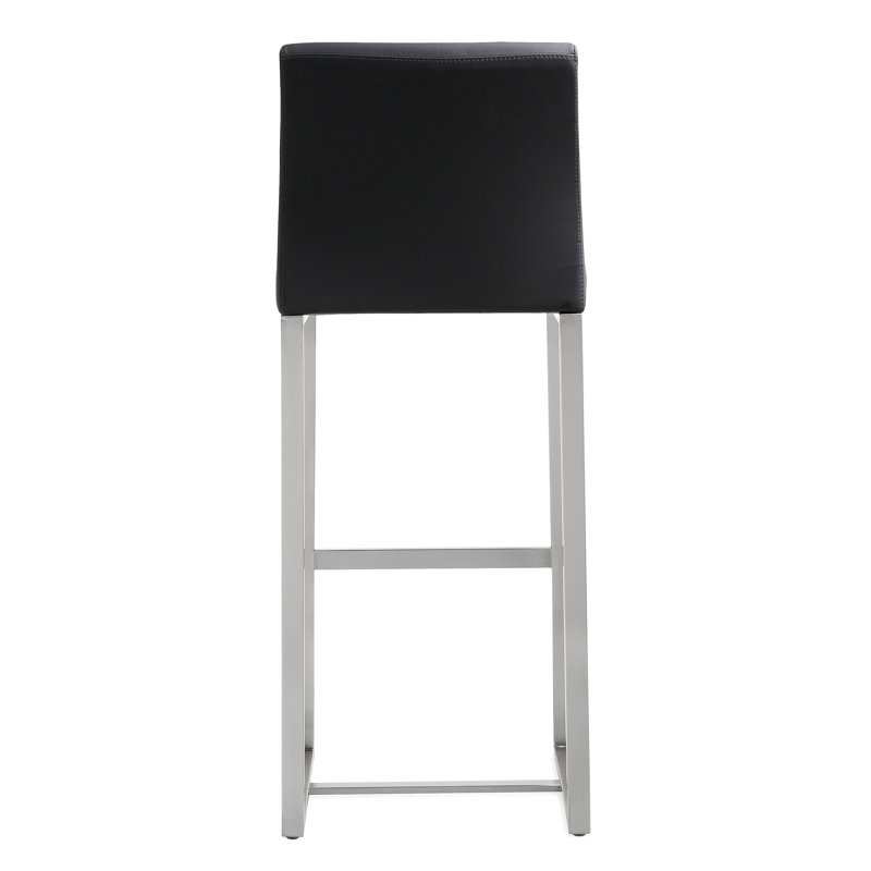 Upholstered Counter Stool with Metal Frame, Black/Silver, 78cm