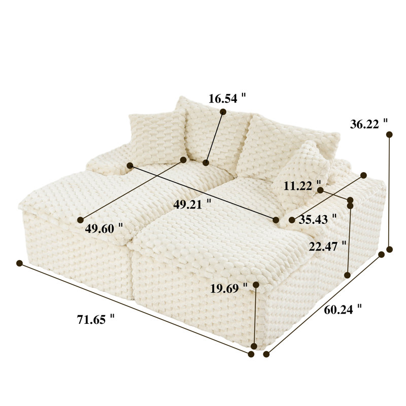 Canapé inclinable en mousse 71,65 po, Blanc
