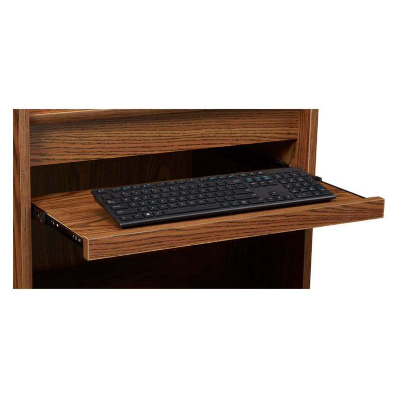 Medium Oak Rolling Workstation Lectern with Shelves