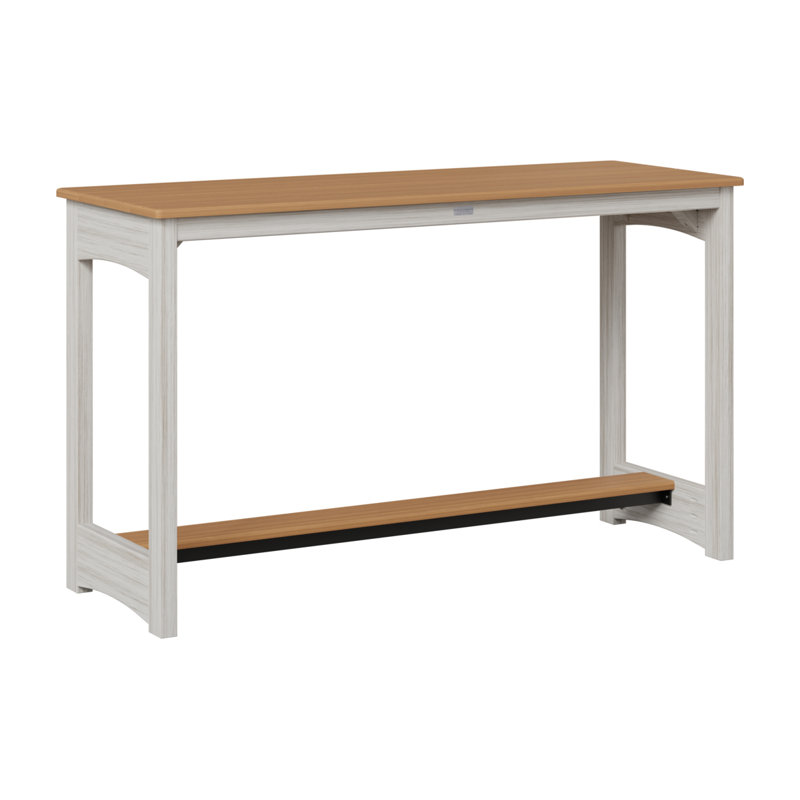 Balcony Outdoor Bar Table, Seashell, 35.5" H x 60" W x 22" D, Natural Teak