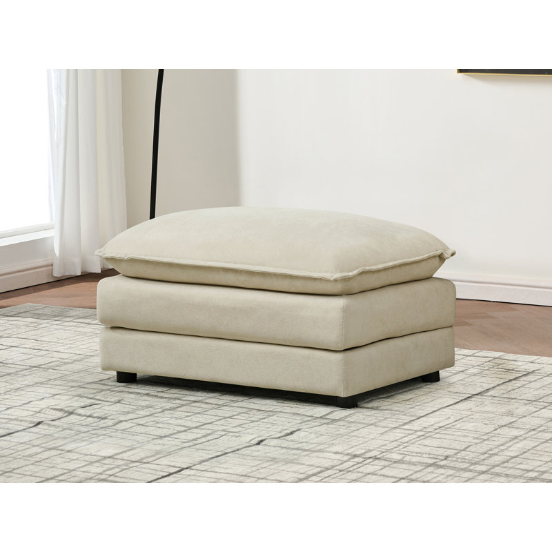 Canapé modulaire 110 po avec repose-pieds 110 po Chenille, Chenille beige