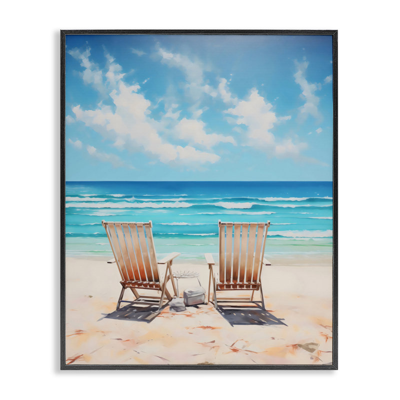 Vue des chaises de plage Adirondack, estampe numérique, design par LSR Design Studio, Noir, H 14 po x l 11 po