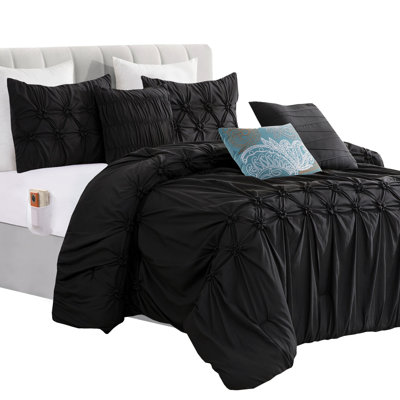Ensemble de 12 pièces dans un sac 12 pièces, ensemble d'édredon plissé plissé Ella, ensemble de draps 6 pièces avec poches intelligentes, coussins décoratifs assortis, literie toutes saisons