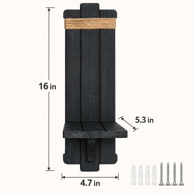 Appliques murales 2 pièces en bois noir faites à la main pour décor de ferme