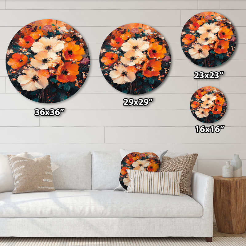 Juanisha - Traditional Orange Metal Art Print, 16" H x 16" W