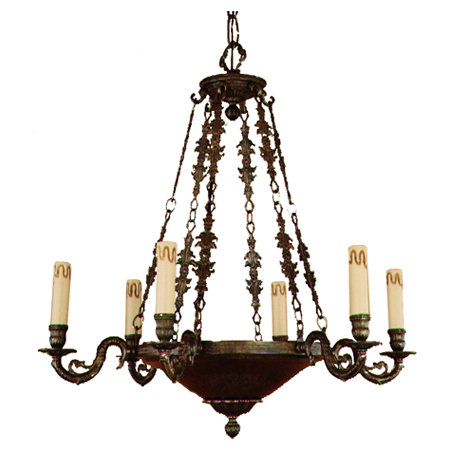 Desantis 6 - Light Candle Style Chandelier, Antique French Gold