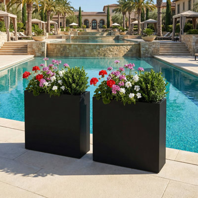 Jardinières rectangulaires en métal pour plantes d'extérieur