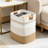 Cotton Woven Laundry Hamper, Tall Laundry Basket with Leather Handles, Rectangle Clothes Organizer for Bedroom, Nursery, Living Room-227011494-227011491