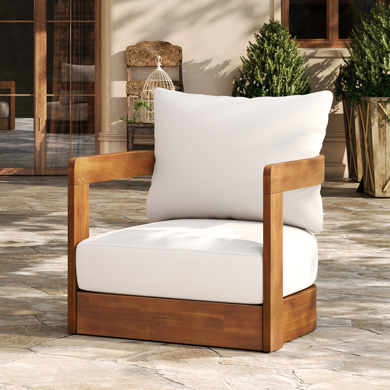 Fauteuil club d'extérieur en bois d'acacia