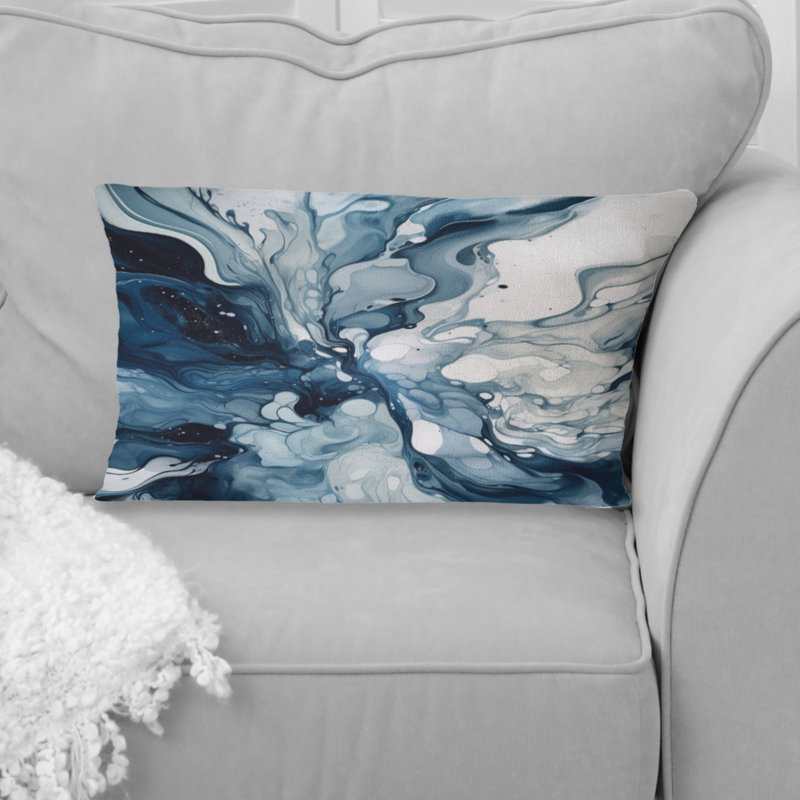 Coussin décoratif imprimé bleu et gris Elixir I