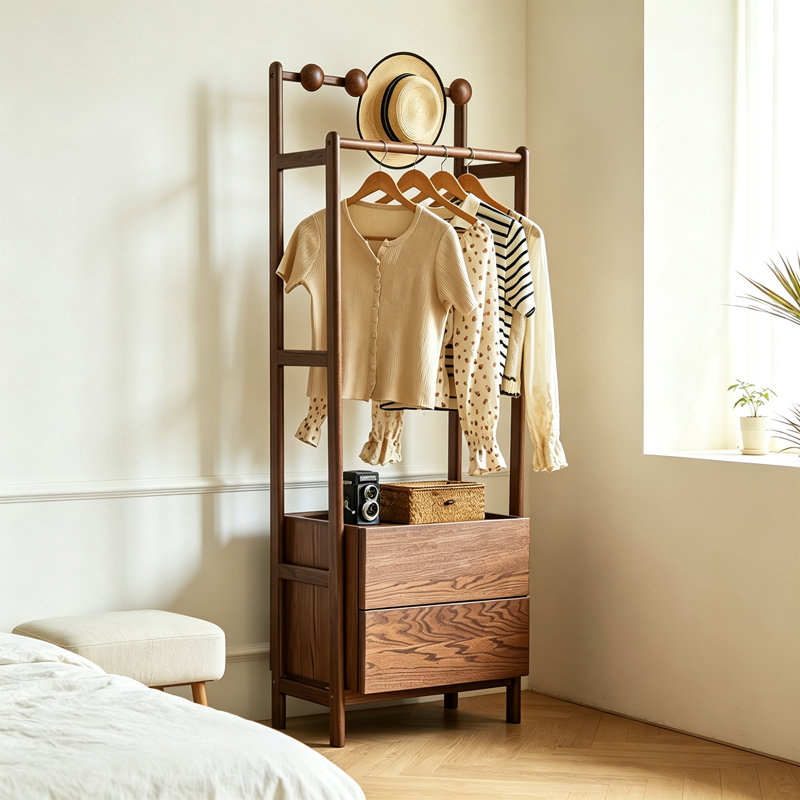 Oak Wood Freestanding Coat Rack