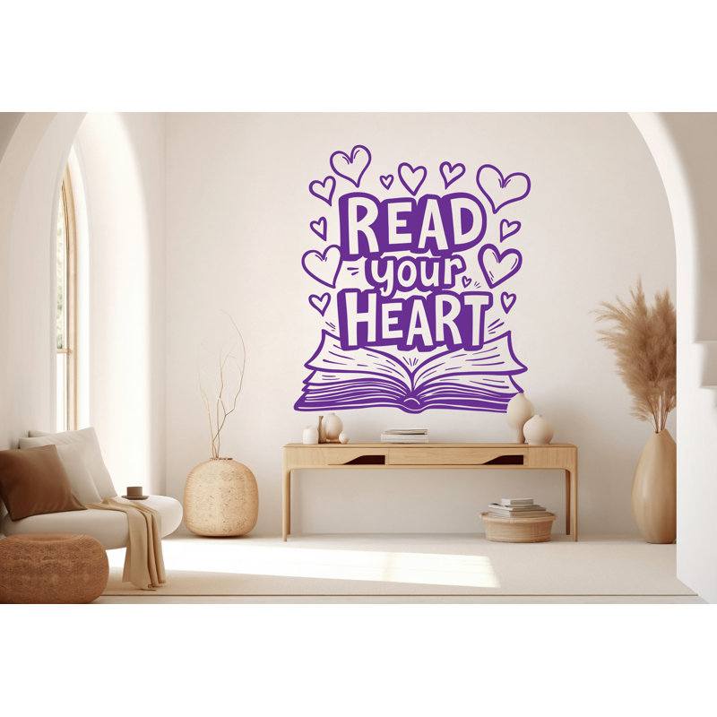 «Read Your Heart», art mural, étagères à livres, bibliothèque, décoration, décalcomanies murales, éducation, salle de lecture, chambre de bébé, école 558RS