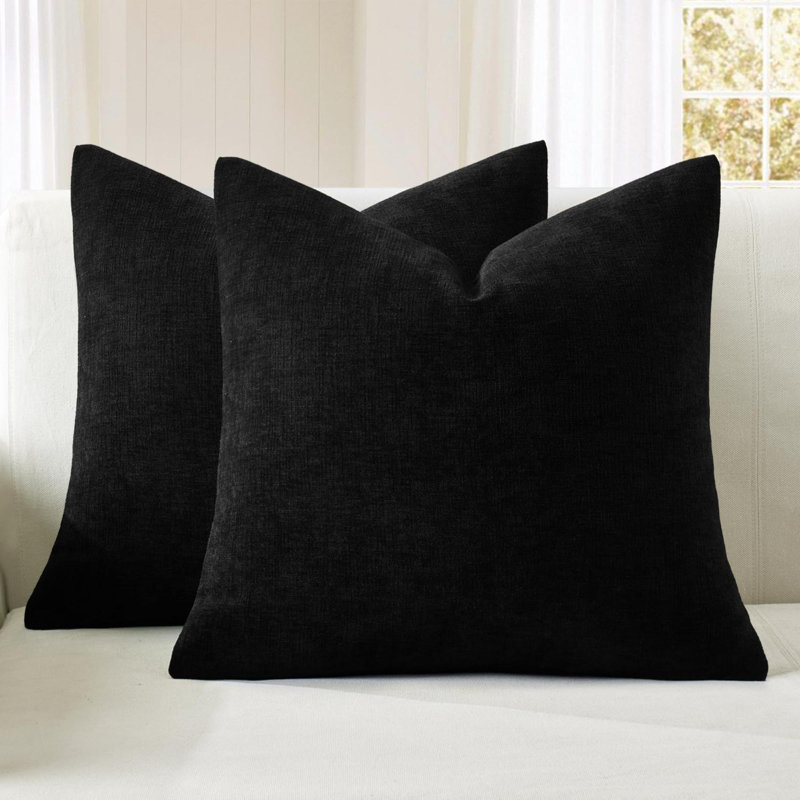 Decorative Square Throw Pillow Covers  Set Of 2 Super Soft Chenille Pillows Farmhouse For Living Room Bedroom Sofa Couch Cushion Cover No Insert