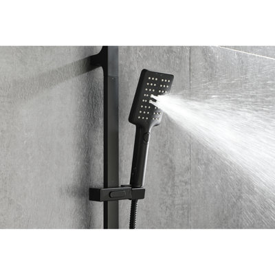 Matte Black Stainless Steel Handheld Shower, 28-Inch Adjustable Slide Bar, 59-Inch Hose, Various Spray Options For Customized Showers, And Pet Bathing Height Shower With Bar Steel, Multiple
