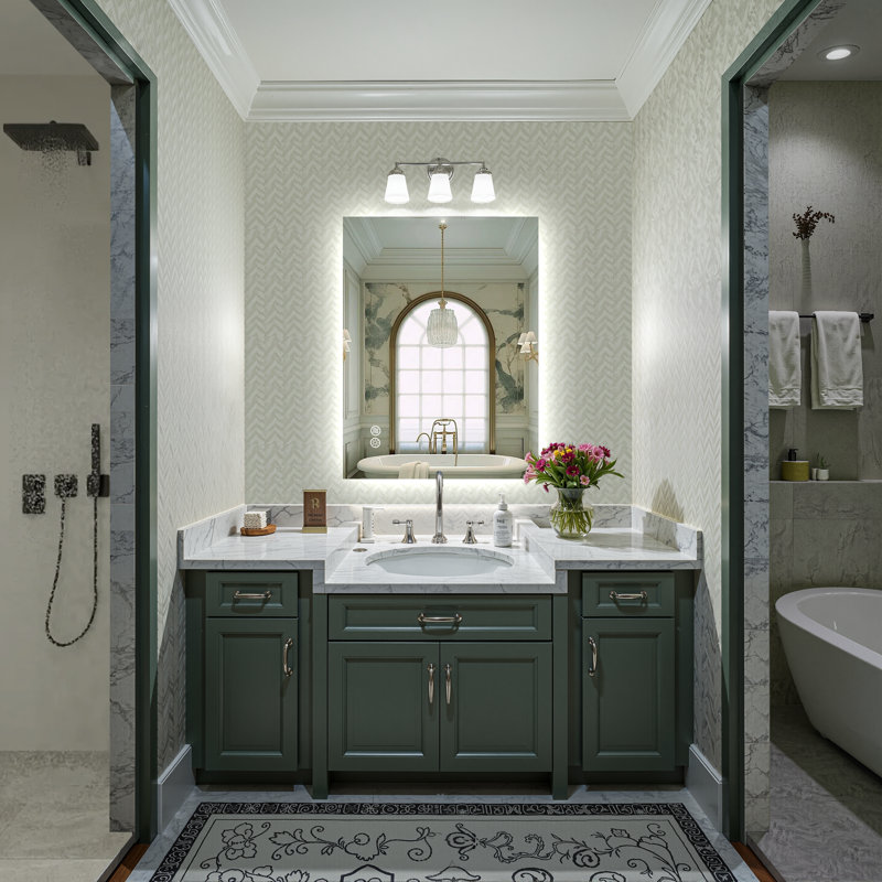 Miroir de salle de bain à DEL rétroéclairé sans cadre Lunara, 32 po x 24 po