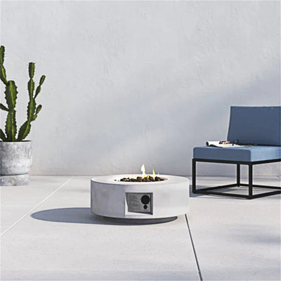 Foyer de table d'extérieur au gaz propane / gaz naturel en béton armé H 11 po x l 30 po avec couvercle (béton) CM-1003C
