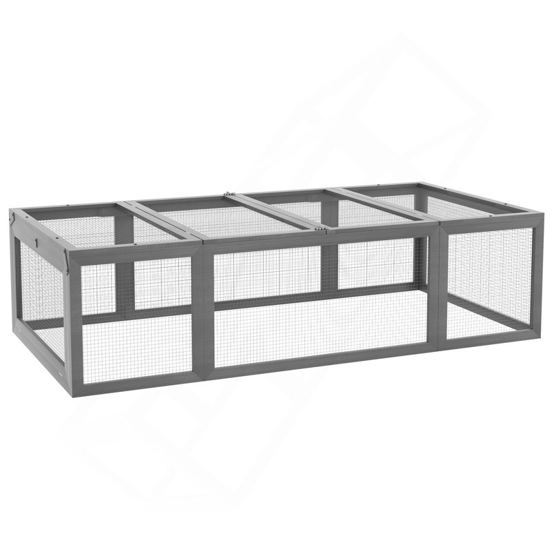 Cage à lapins en bois Pawhut, Gris