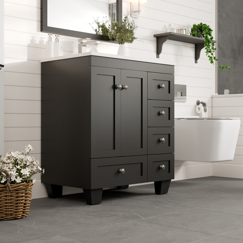 Curio 30"W x 18"D Bathroom Vanity with Undermount Porcelain Sink, Espresso