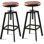 Ensemble de 2 - Tabourets de bar industriels réglables en hauteur avec tabouret de cuisine - Tabouret rustique - Tabouret de salle à manger en métal et en bois 24,8 - 28,74 po