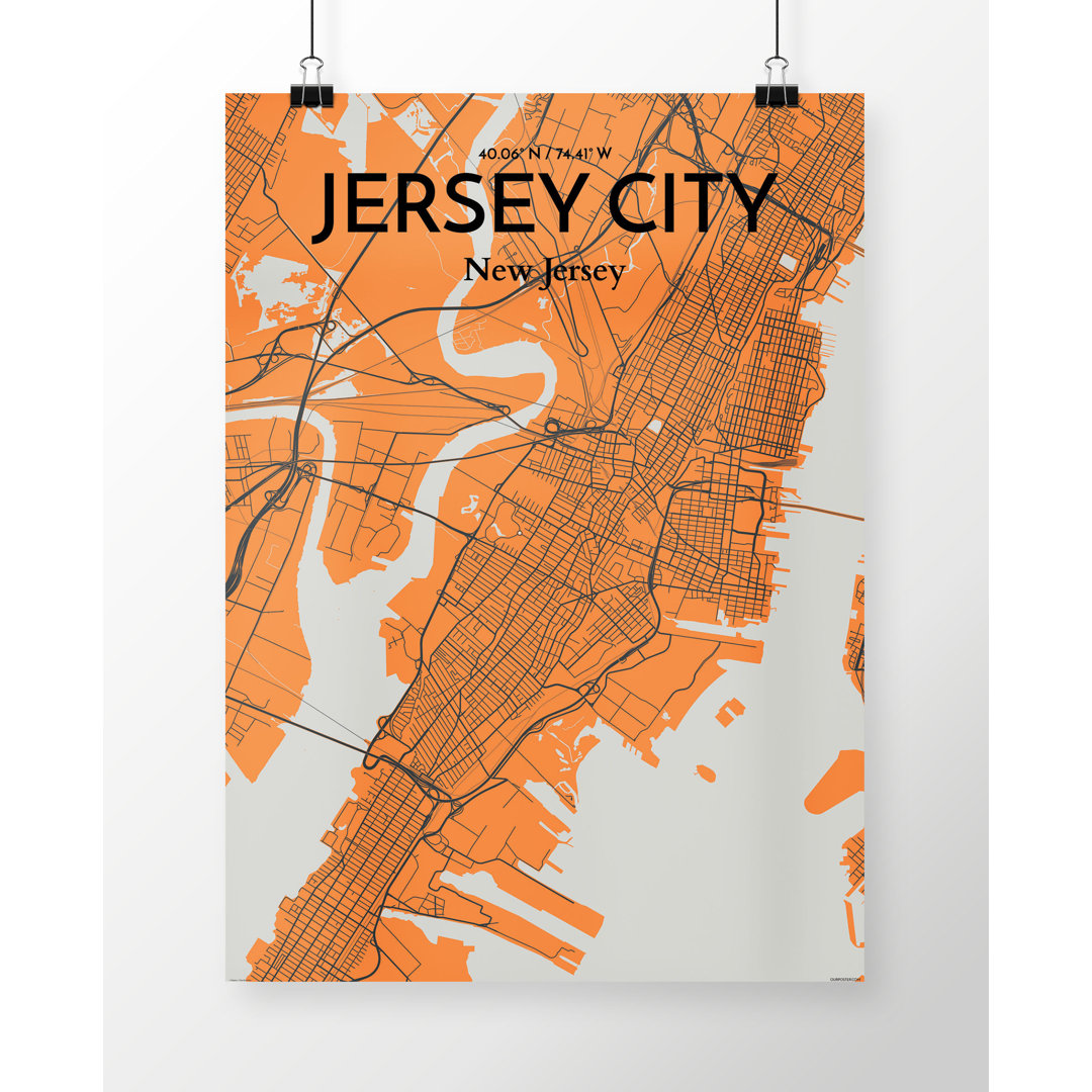 Jersey City City Map - No Frame Print