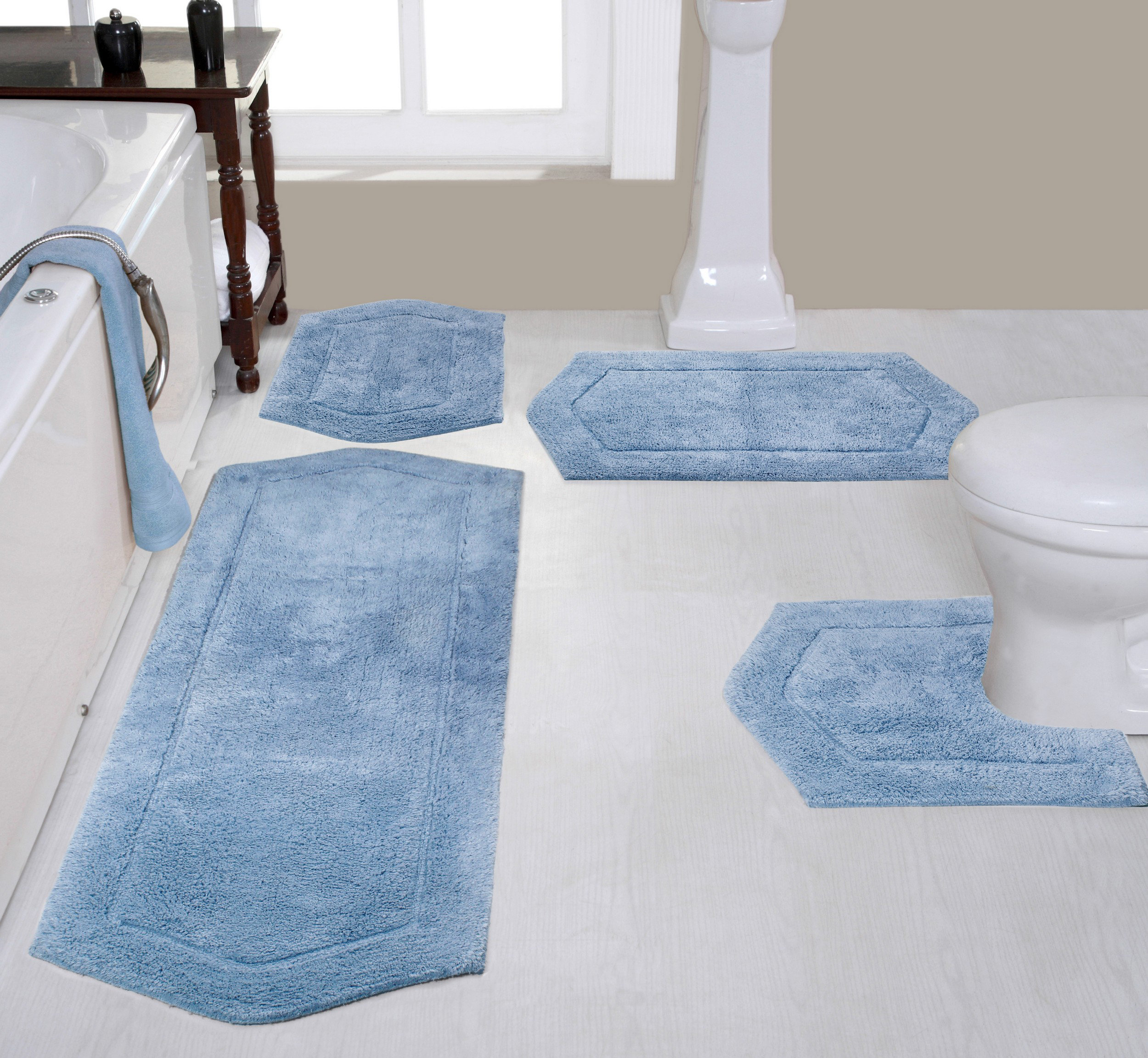 3pcs/set Fizzy Bath Rug, Modern Brown Polyester Toilet Mat For
