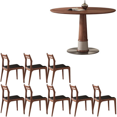 Nordic style retro solid wood round table set
