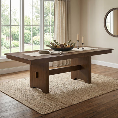 Marina Solid Wood Extendable Rectangular Dining Table With Trestle Legs