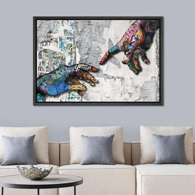 Pop Urban Street " Colorful Collage Hands Of God By Michelanglo Graffiti & Street Art Pop Art Modern Urban Multicolor "