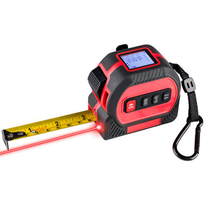 4-in-1 Digital Laser Tape Measure with Level with LED Screen - 16ft/5M Mechanical Measuring Tape and 196ft Laser Measuring Tool with Smart Calculation in Metric and Imperial Units