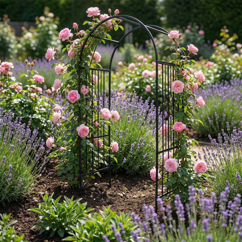 Arche de jardin robuste en métal avec volutes décoratives H 90,5 po x l 45,6 po Scendor