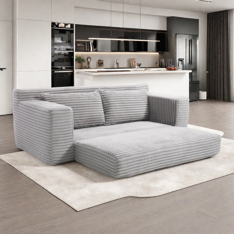 Convertible 2-in-1 Loveseat Sofa Bed With Memory Foam & Steel Frame, Grey