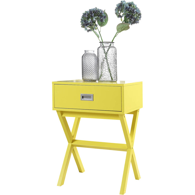 Emile End Table with 1 Drawer, Yellow