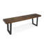 Banc de salle à manger moderne pour terrasse, en bois d'acacia et structure en fer.