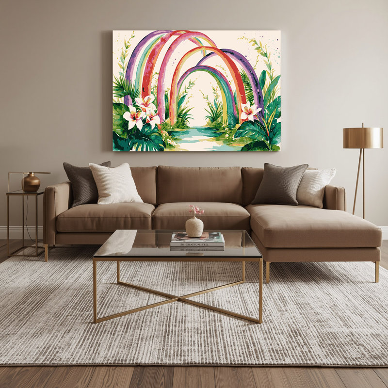 Art mural sur toile hawaïen arc-en-ciel blanc, H 16 po x l 20 po
