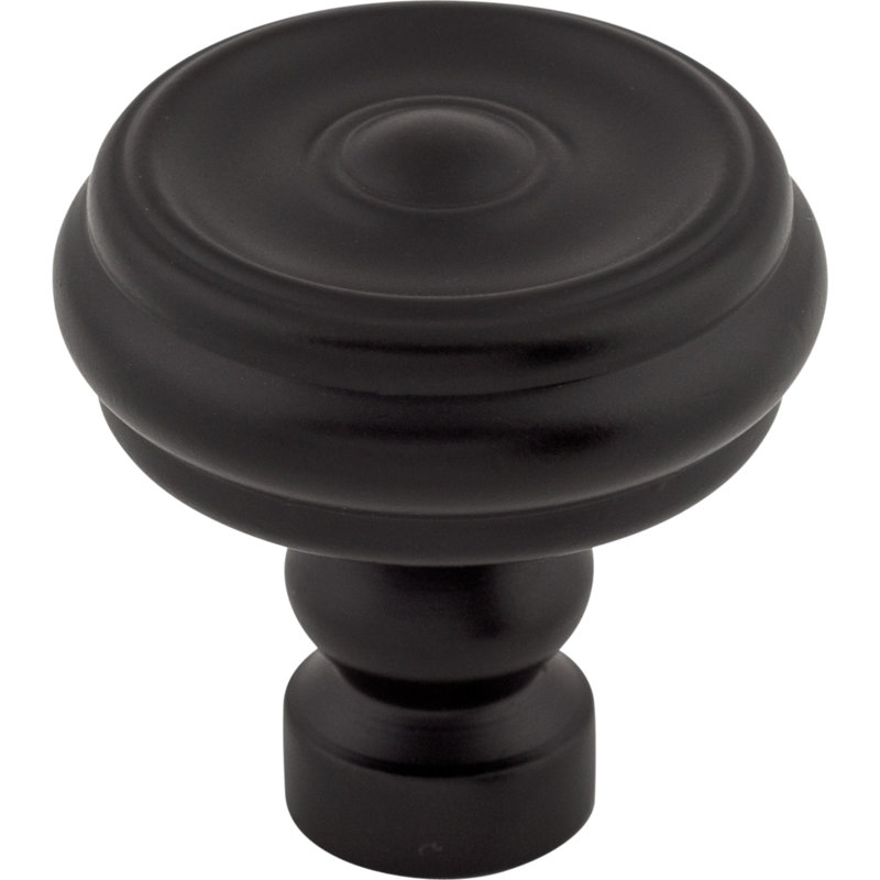 Brixton Button 1 1/4" Diameter Round Knob, Flat Black