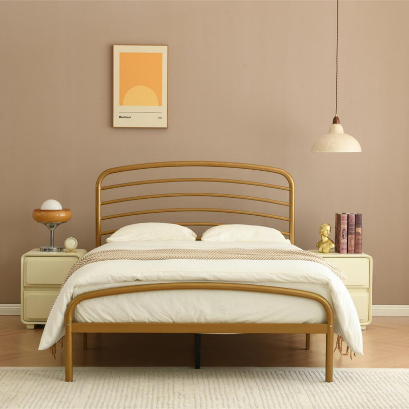 Sierrea Metal Platform Bed, Full / Double, Gold