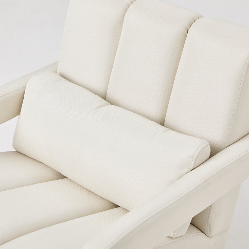 Foram Modern Upholstered Accent Chair With Linen Fabric And A Pillow, Beige