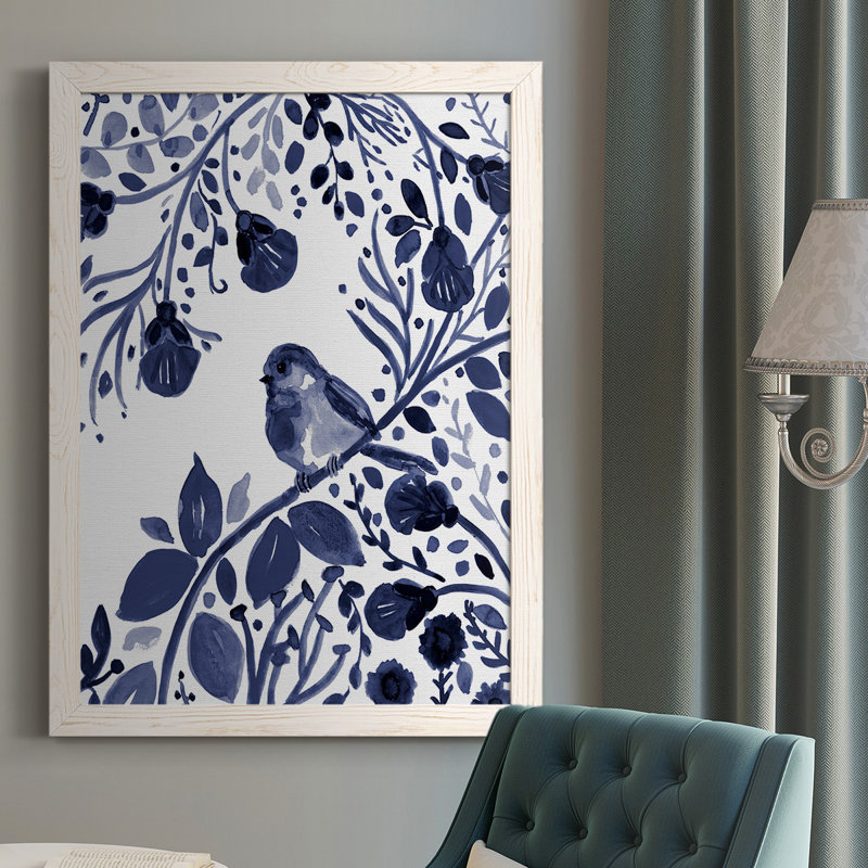 Indigo Song II, Cadre blanc, H 37,5 po x l 27,5 po x P 1 po