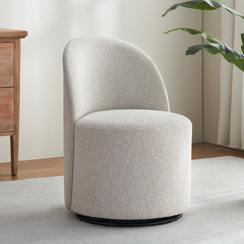  Ensemble de chaises pivotantes rembourrées entièrement assemblées (ensemble de 2), Beige bouclé