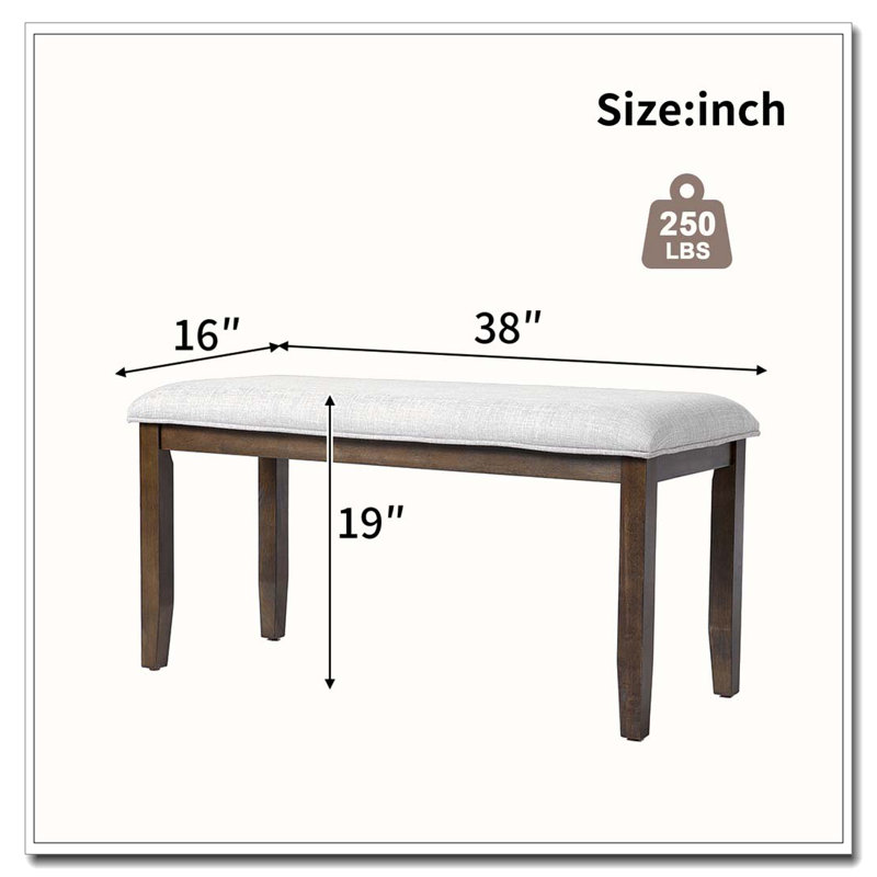 Banc rembourré pour chambre à coucher, Beige et brun