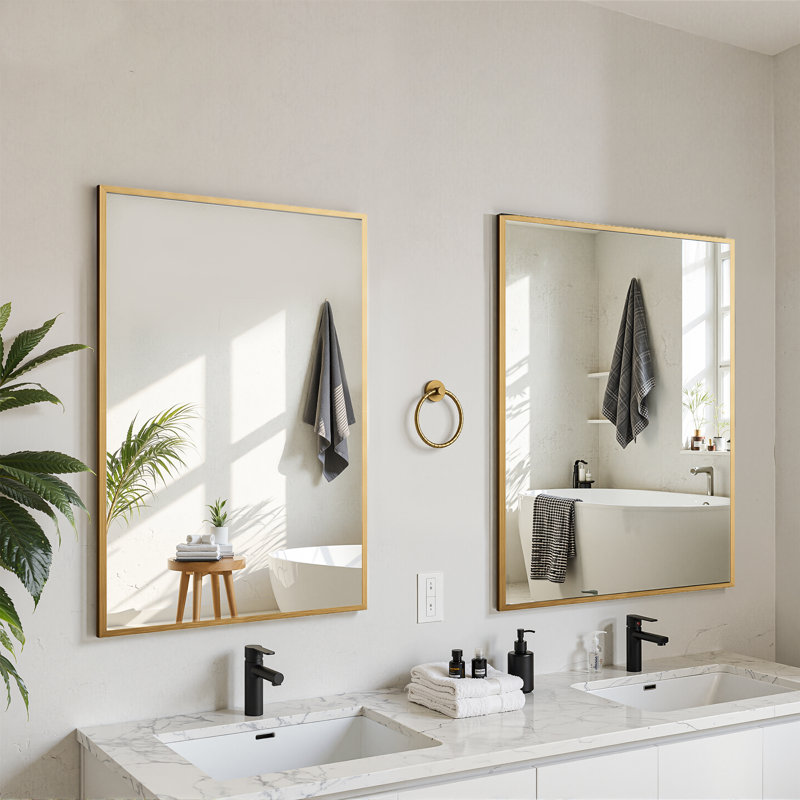 Miroir mural de salle de bain l 24 po Emma, Doré