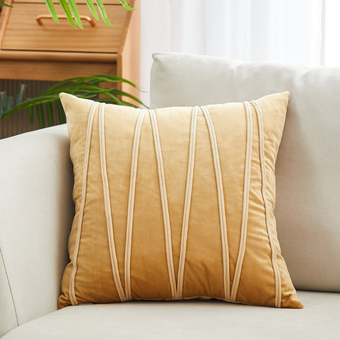 Velvet Chevron Lines Square Velvet Pillow Cover and Insert WARISI 
