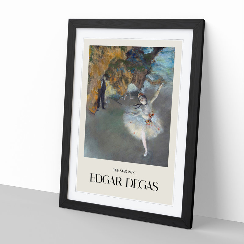 The Star Ballet Ballerina Dancer by Edgar Degas - Picture Frame Painting, 48cm H x 36cm W x 2cm D, Black Framed
