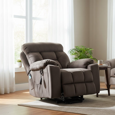 Fauteuil inclinable classique en velours avec poches de rangement et porte-gobelets cachés